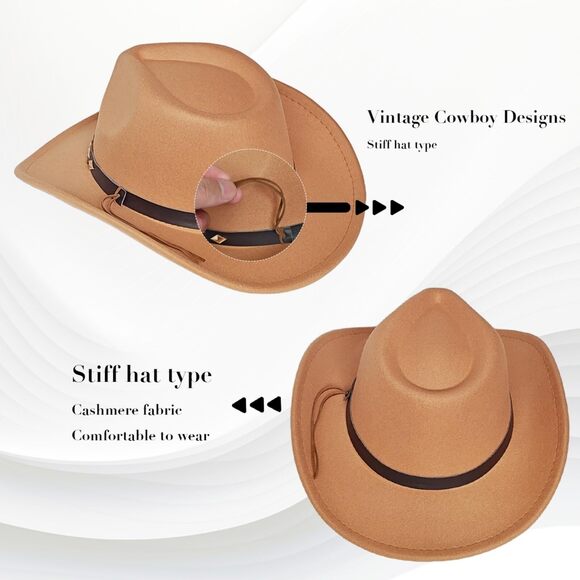 3713 Western Cowboy Hat For Men Women, Vintage Wide Brim Cowgirl main image 4